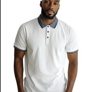 Men’s Michael Kors Classic White Polo with Dark‎ Trim size medium